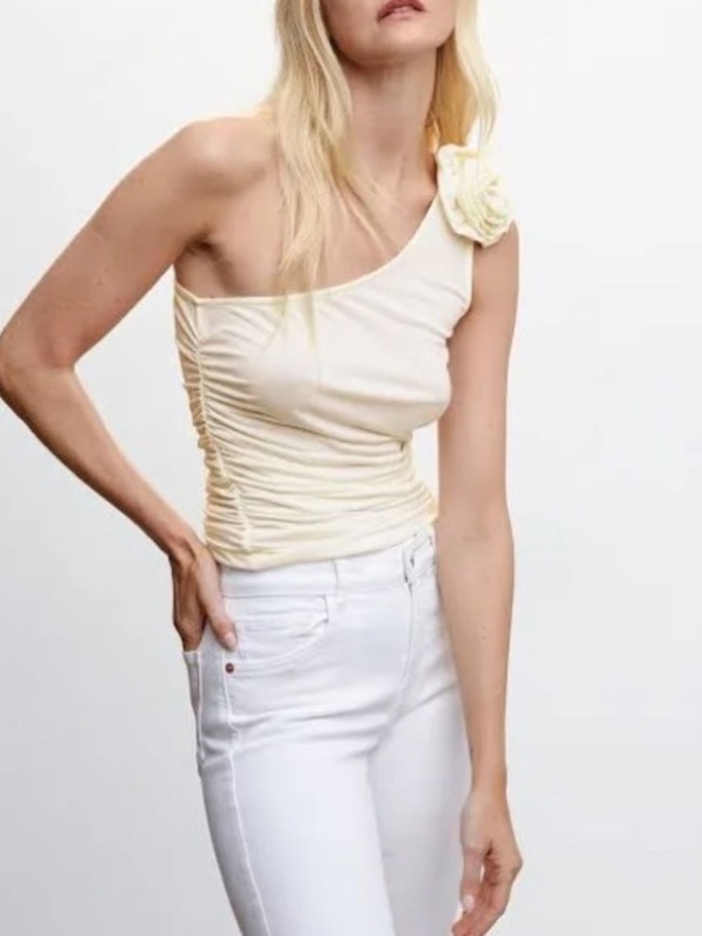 MANGO Flower Asymmetric Top